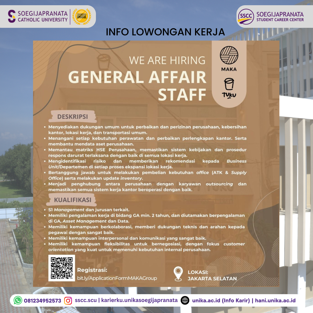 Loker Oktober 2024 – PT MAKA || General Affair Staff