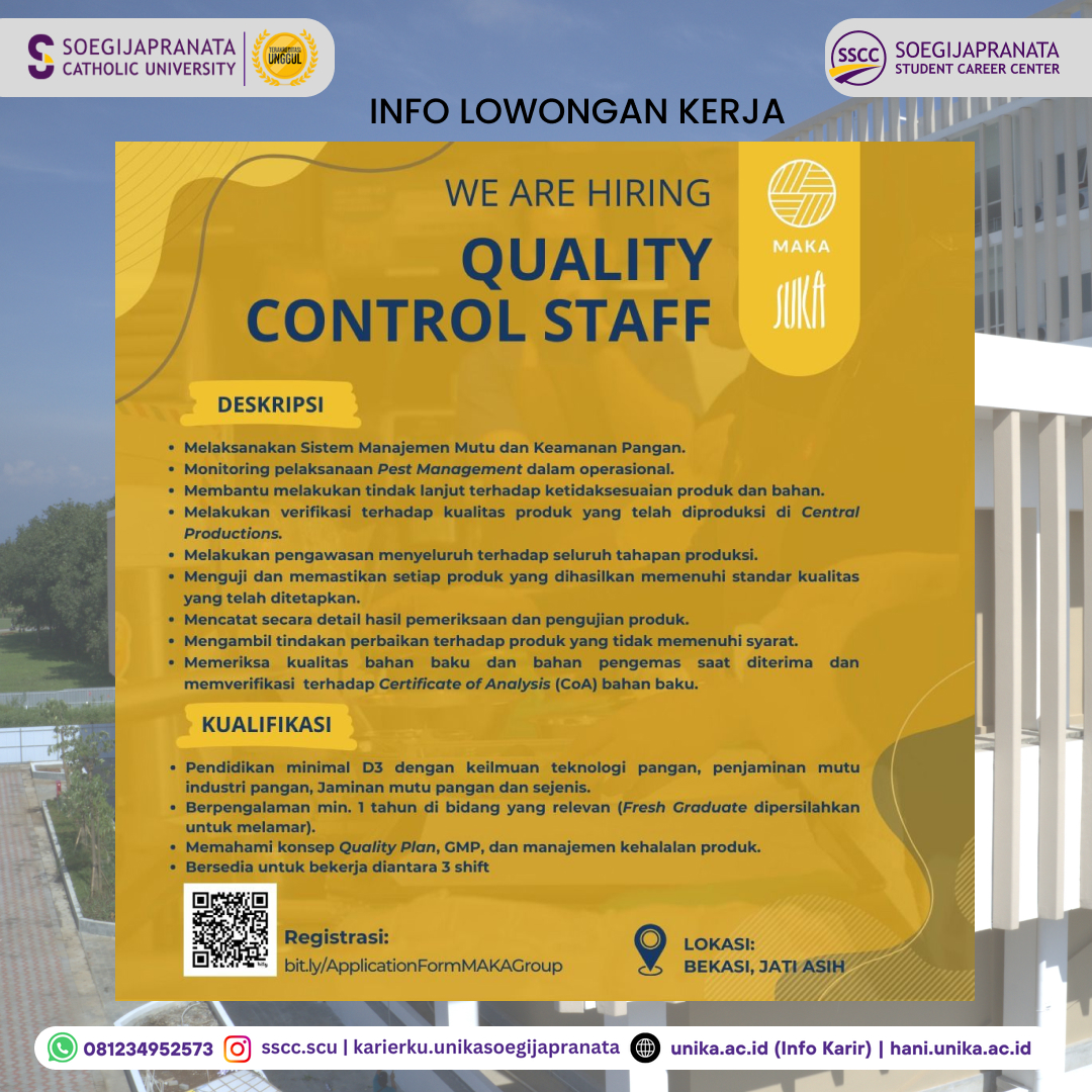 Loker Oktober 2024 – PT MAKA || QC Staff