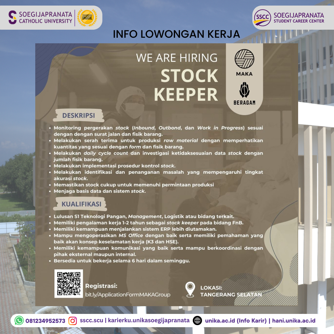 Loker Oktober 2024 – PT MAKA || Stock Keeper