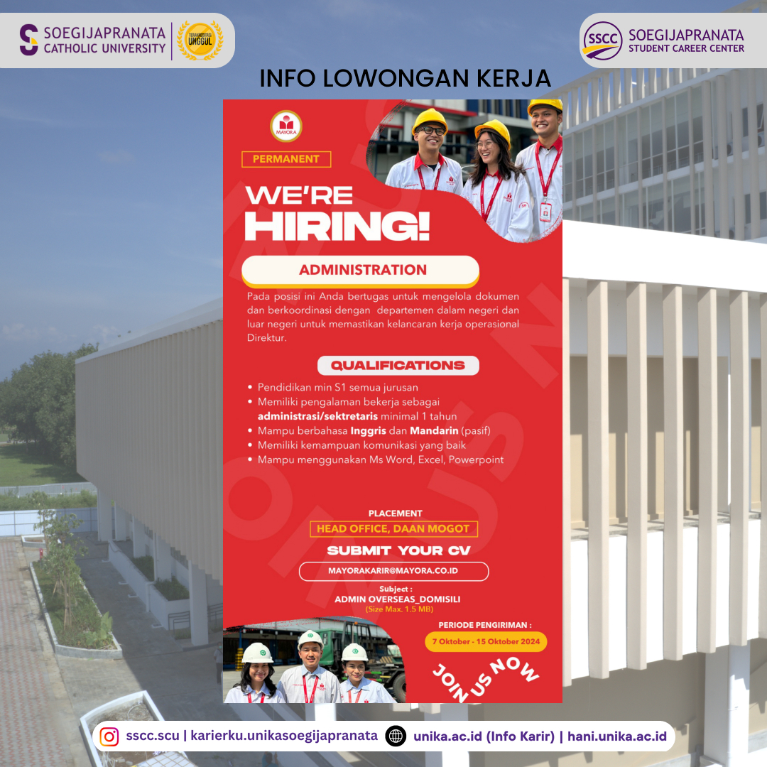 Loker Oktober 2024 – PT Mayora Indah Tbk || Administration