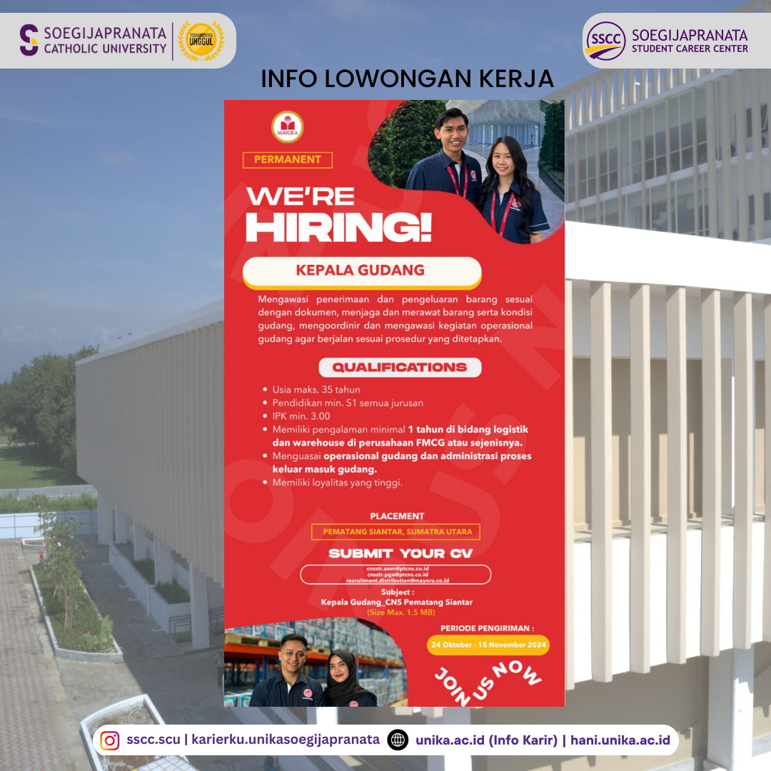 Loker Oktober 2024 – PT Mayora Indah Tbk || Kepala Gudang