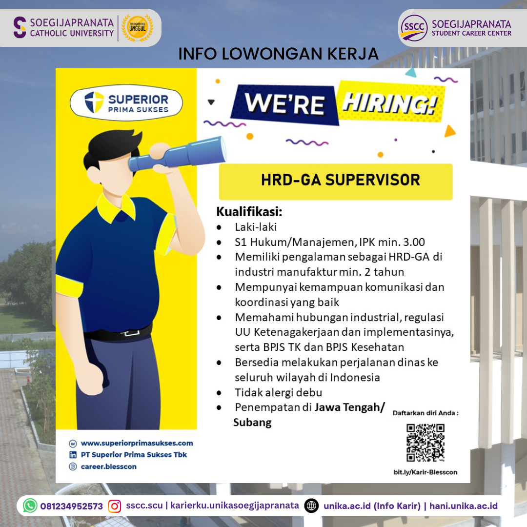 Loker Oktober 2024 – PT Superior Prima Sukses Tbk || HRD GA SPV