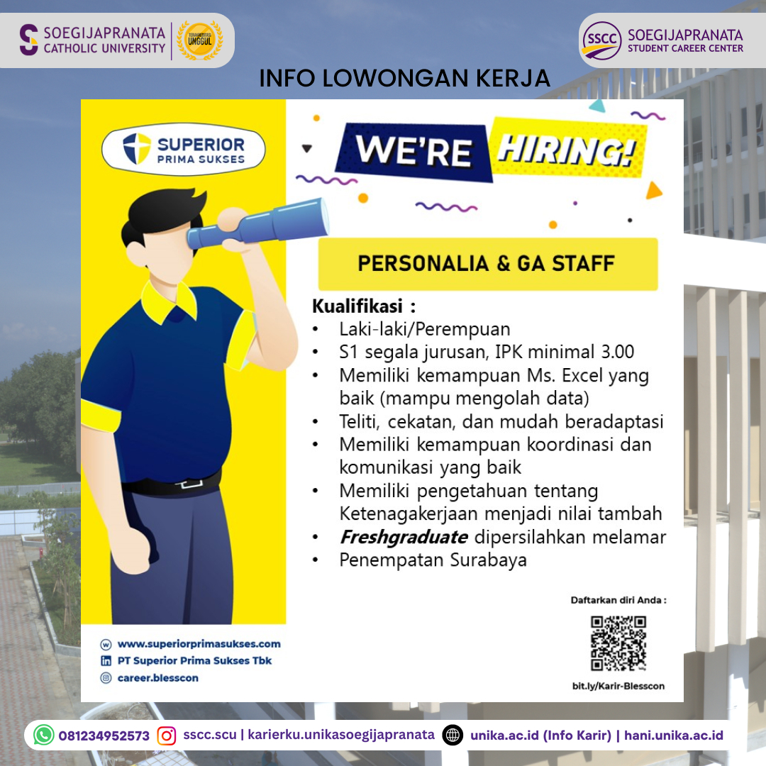 Loker Oktober 2024 – PT Superior Prima Sukses Tbk || Personalia & GA Staff