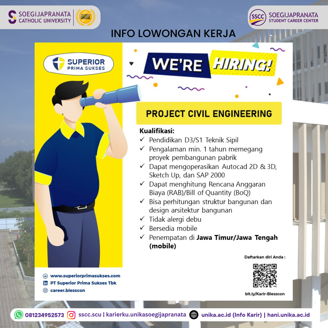 Loker Oktober 2024 – PT Superior Prima Sukses Tbk || Project Civil Eng.