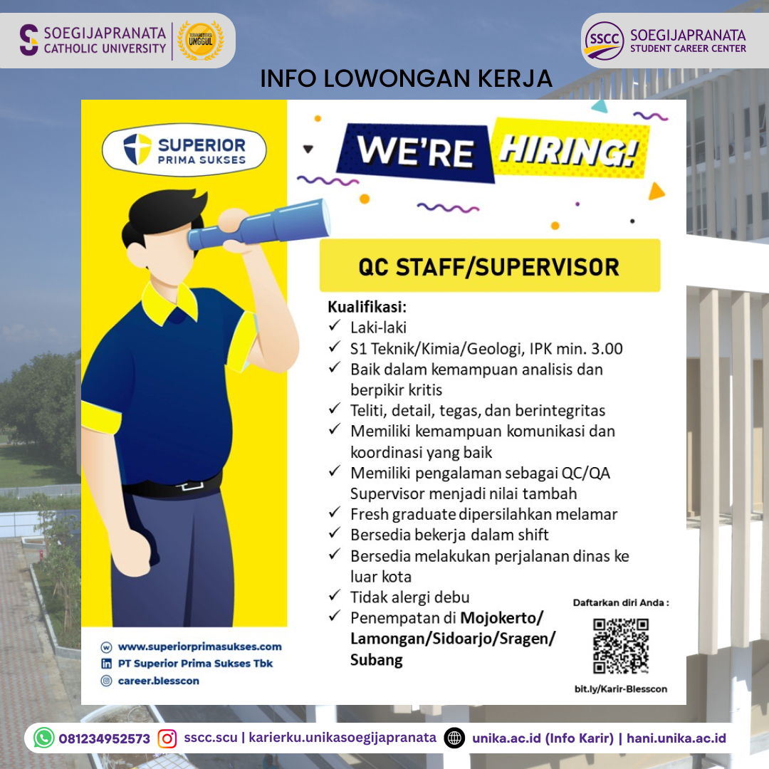 Loker Oktober 2024 – PT Superior Prima Sukses Tbk || QC Staff SPV