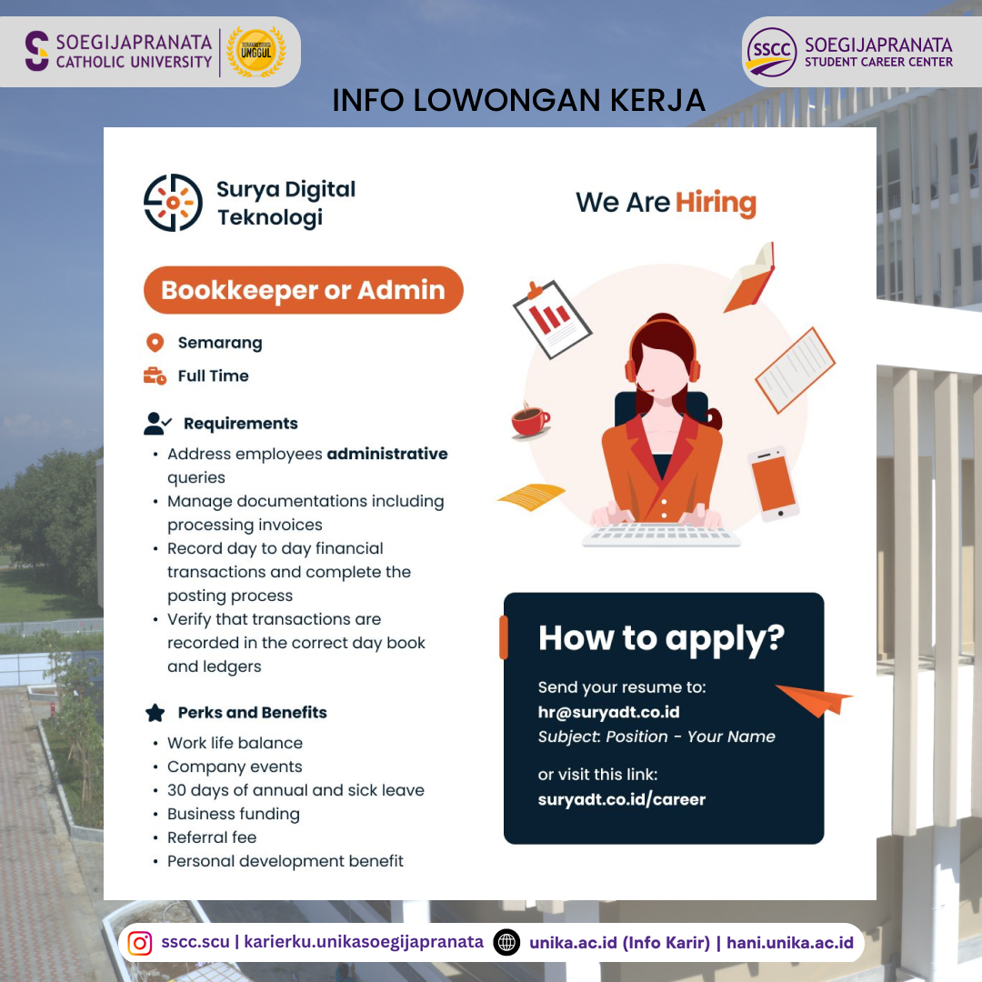 Loker Oktober 2024 – PT Surya DT || Bookkeeper or Admin