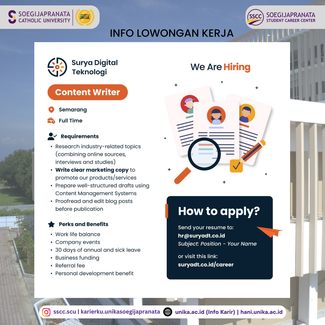 Loker Oktober 2024 – PT Surya DT || Content Writter