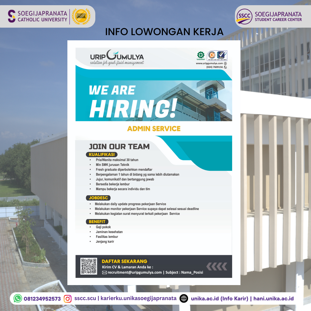 Loker Oktober 2024 – PT Urip Gumulya || Admin Service