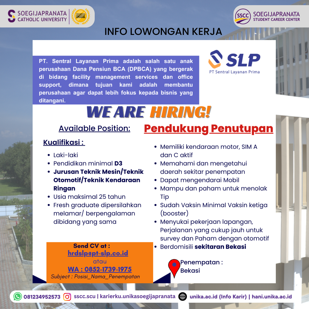 Loker Oktober 2024 – PT Sentral Layanan Prima || Pendukung Penutupan