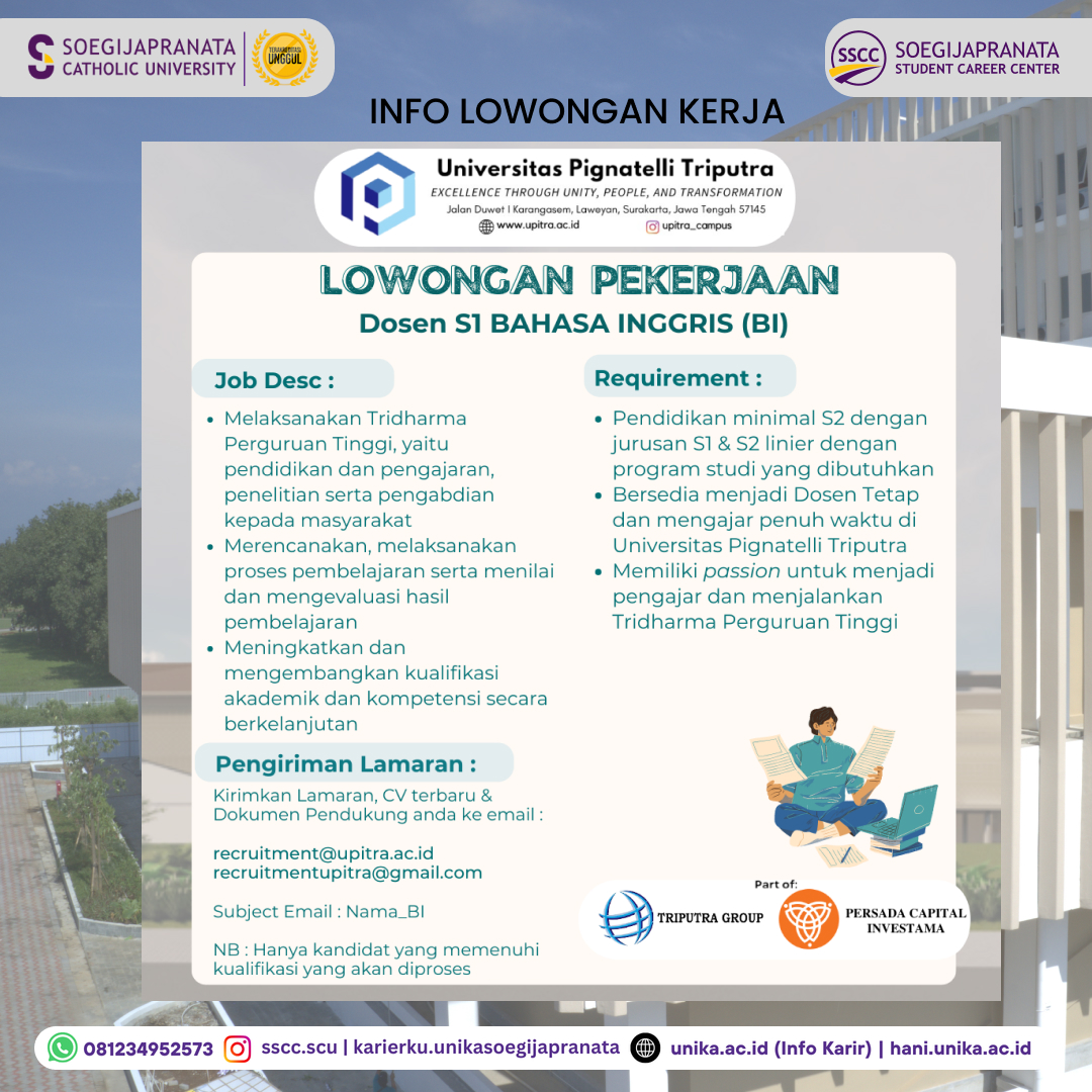 Loker Oktober 2024 – Univ. Pignatelli Triputra || Dosen B.Ing