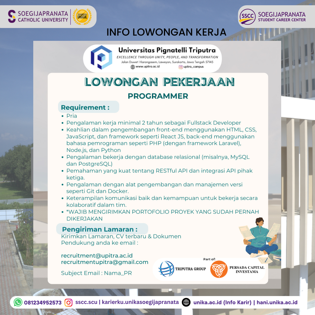 Loker Oktober 2024 – Univ. Pignatelli Triputra || Programmer