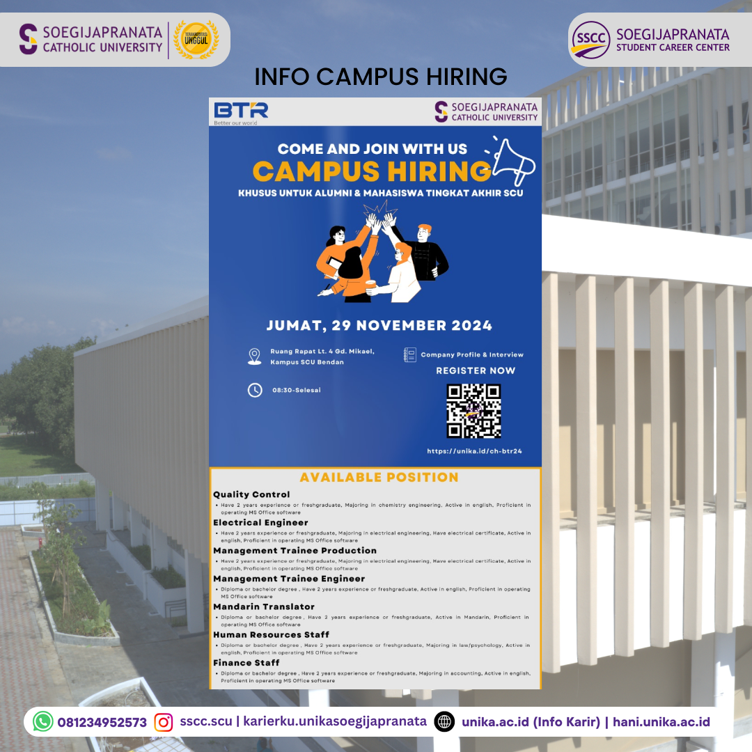 Info Campus Hiring SSCC X PT Indonesia BTR New Energy Material