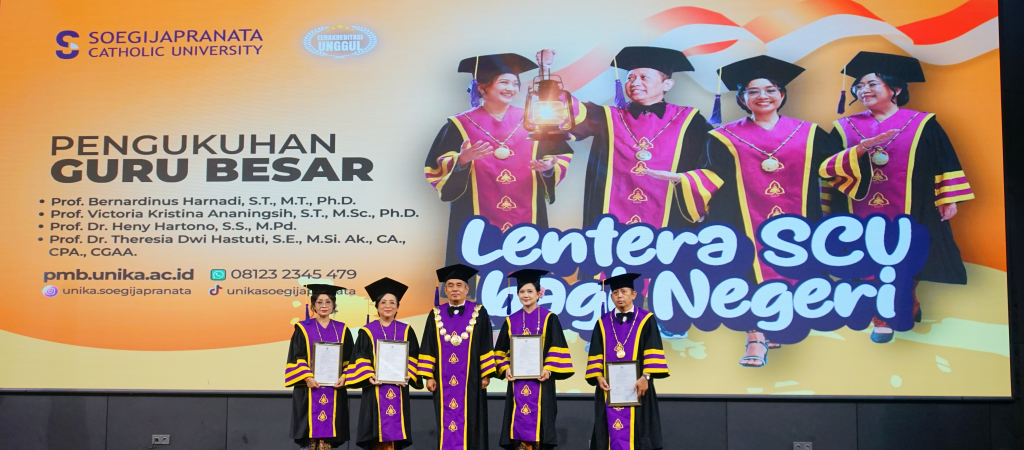 Pertanggungjawaban Akademik, 4 Guru Besar Baru SCU Diharapkan jadi “Lentera” bagi Negeri